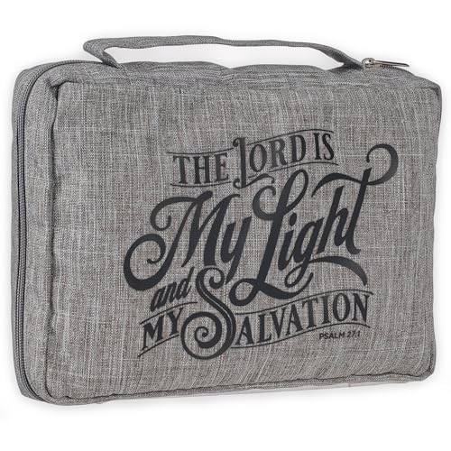 Christian Art Gifts Gray Polyester Bible Cover: Lord is My Light Bible Verse