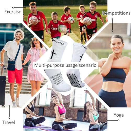 Glitopper 6 Pairs Cross Grip Soccer Socks US 6-13 christian - color: 2 Colors, style: Struggle