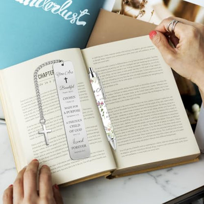 Bible Book Mark for Women, You are Beautiful Metal Set with Pen - style: You Are Beautiful