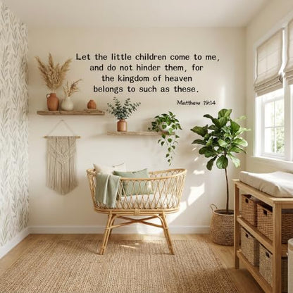 Blinggo Matte Black Matthew 19 14 Bible Vinyl Wall Decal Christian Faith (Black, 35'' Width) - size: 35'' Width