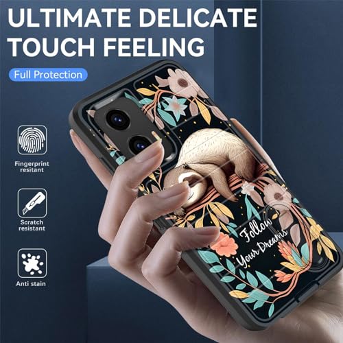 for Moto G Stylus 5G 2024 Case Built in Kickstand,Heavy Duty Protective Shockproof 3-Layer Full Body Rugged Phone Cover for Motorola Moto G Stylus 5G 2024,Cute Baby Sloth On The Tree - color: Cute Baby Sloth On The Tree