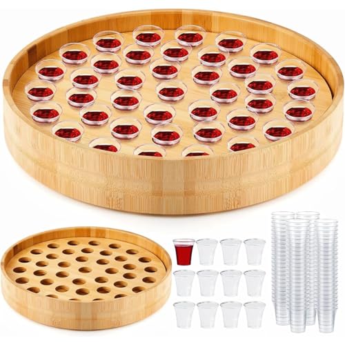 Zhehao 1 Pcs Wood Communion Tray Set with Disposable Cups Church Serving Plate Christian Church Supplies for Sunday Service, Fellowship and Ministry (Bamboo Wood) - color: Bamboo Wood