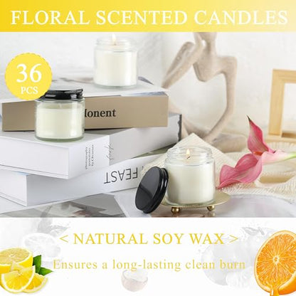 ACITHGL 36 Pcs 4oz Mini Mason Jar Candles Small Scented Candles Bulk Aromatherapy Ideal Souvenir Favors for Wedding Birthday Party (Lemon, Citrus, Coconut Milk, Black) - color: Black, style: Lemon, Citrus, Coconut Milk