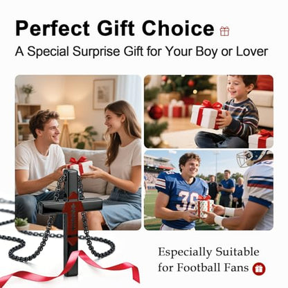 Baseball Football Cross Necklace for Men Boys Sport Chain Gifts - color: Black, style: Football
