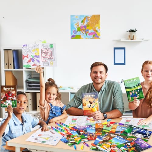 BenLouis 24 Sports Mini Coloring Books with 24 Crayons for Kids Bulk - style: Sports
