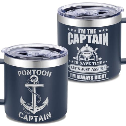 14 Oz Boating Tumbler – Captain & Boat Owner Gift, Nautical Accessories for Men, Pontoon Boater Gift, Funny Boat Lover Drinkware - color: Captain Always Right