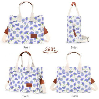 LHMTQVK Canvas Tote Bag for Women, Work & Bible Study Handbag - color: Forget Me Not