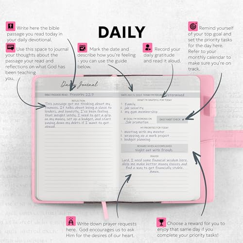 Prazoli Christian Bible Prayer Journal For WOMEN 9-Month Refill - Study Scripture Notebook & Planner Daily Devotional Undated | Religious Jesus Faith Gifts for Graduation, Pastor Baptism & Church - color: Women's Refill - 9 Months