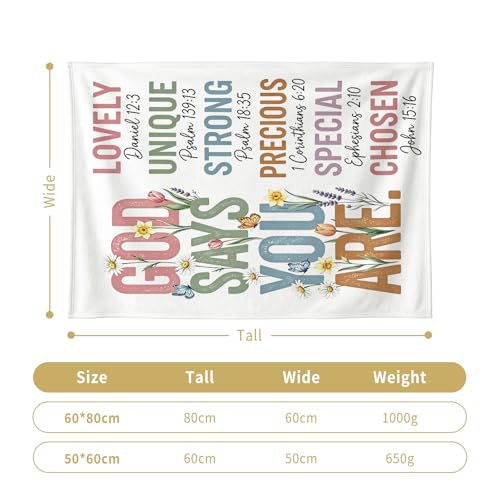 God Says You are Floral Throw Blanket, Inspirational Bible Verse Blanket, Christian Religious Prayer Blanket, 60 x 80 Inch - color: God Says You Are, size: 60*80IN