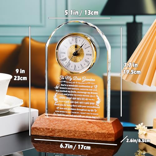 Arikyrist Glass Clock Gifts for Grandma from Granddaughter Grandson - color: Grandma