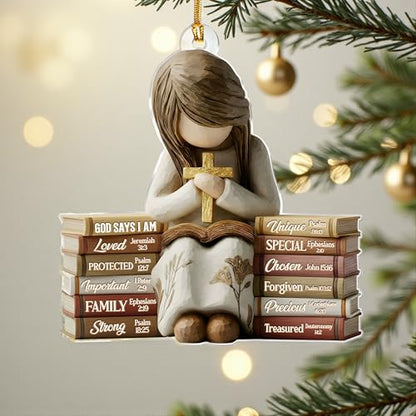 God Says I Am Christian Christmas Ornament 2026, Faith Gifts for Women - color: Kat_lh God You Arr Girl Book