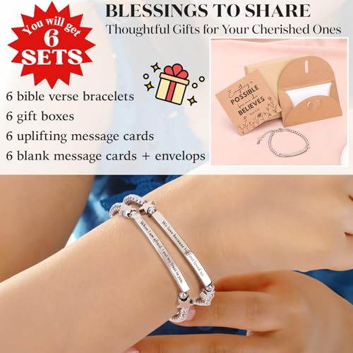 kilofly Set of 3/6 Bible Verse Bracelet Christian Unique Religious Gift for Women - style: Hope Set6