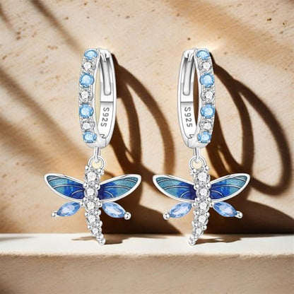 925 Sterling Silver Hoop Earrings Drop Dangle Earrings for Women Hypoallergenic Earring Trendy Huggie Earring Cute Graduation Birthday Gifts Jewelry for Women - color: Colorful dragonfly earrings