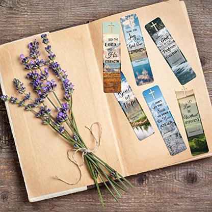 120 Pieces Bible Verses Bookmarks with Hollow Cross for Women Scripture Bookmarks Christian Book Markers for Women Men Church Gifts Supplies (Landscape) - style: Landscape