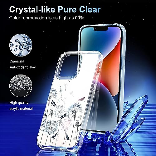 Compatible iPhone 15 Pro Max Case, Aesthetic Dandelion Flower Dragonfly Pattern, Slim Soft TPU Protective Case with Anti-Slip, Shock-Absorbent, Wireless Charging Compatible Feature - color: Pattern-3, size: iPhone 15 Pro Max (6.7 inch)