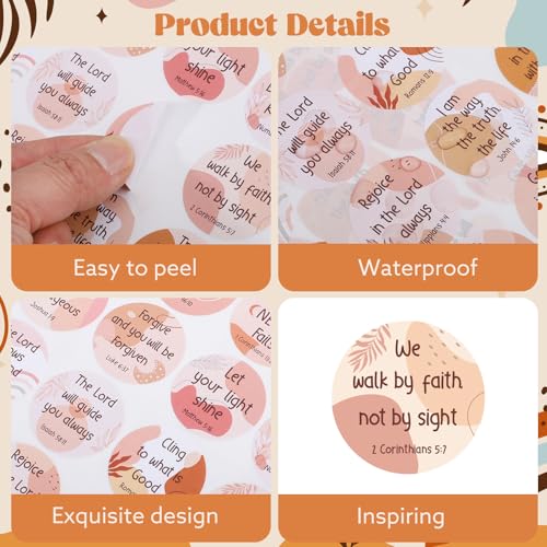 600 Pcs Boho Christian Stickers 24 Styles Bible Verse Scripture Stickers - style: Bohemian