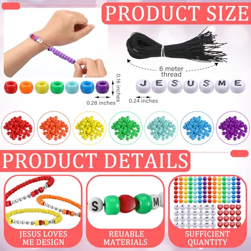 Ferreve 35 Sets Jesus Loves Me Christian Bracelet Craft Kit for VBS - color: Rainbow, style: Jesus Love Me