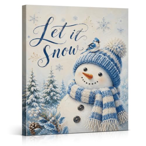 Vintage Christmas Decor Winter Snowman Wall Art Print Christmas Wall Decor - color: color-D
