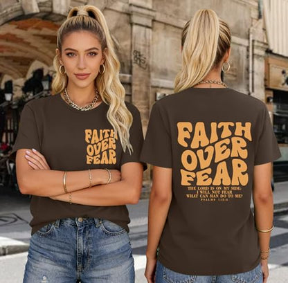 Womens Christian Shirts Funny Bible Verse Graphic T-Shirts Religious Faith Inspirational Short Sleeve Tee Tops - color: Bbrown, size: Medium