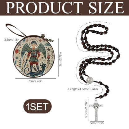 Wooden Catholic Rosary Beads, Rosarios Catolicos with Decorative Prayer Box - color: Brown (3)