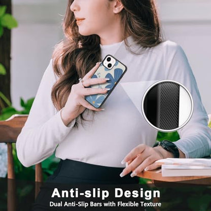 Aesthetic Blue Christian Floral Phone Case Compatible with iPhone 13 6.1 Inch, Cute Jesus Bible Verse Design, TPU Shockproof Protective Cover for Women Girls, Wireless Charging Compatible - color: iPhone 13