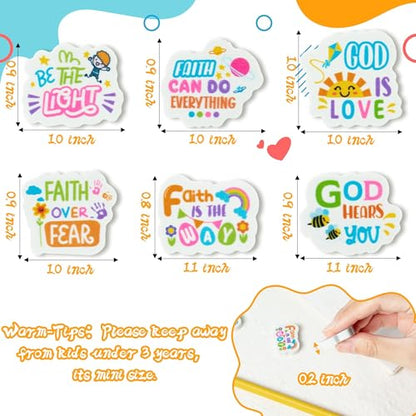 Christian Inspirational Mini Erasers Back to School 60Pcs Inspirational Faith Over Fear Pencil Eraser Colorful God 3D Desk Puzzle Statione Pet for Student Kid Classroom Reward Birthday Supplies - style: Christian Inspirational