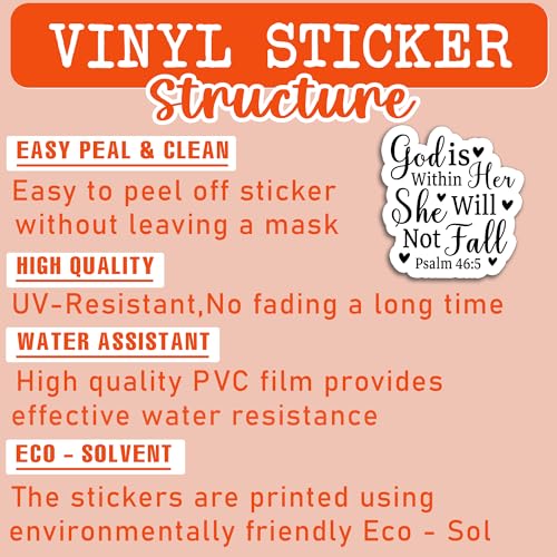 (3Pcs) God is Within Her She Will Not Fall Inspirational Christian Sticker - color: God is Within Her She Will Not Fall Heart