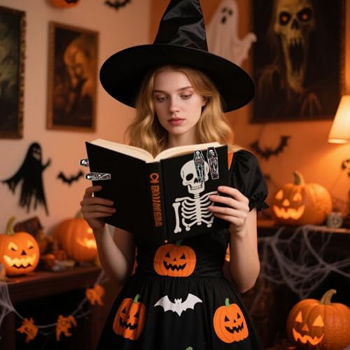 Gothic Skeleton Magnetic Bookmarks, Coffin Book Marks for Halloween - style: Coffin Skeleton