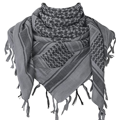 Aonal Military Shemagh Tactical Desert Scarf, Keffiyeh Scarf for Men - color: Grey