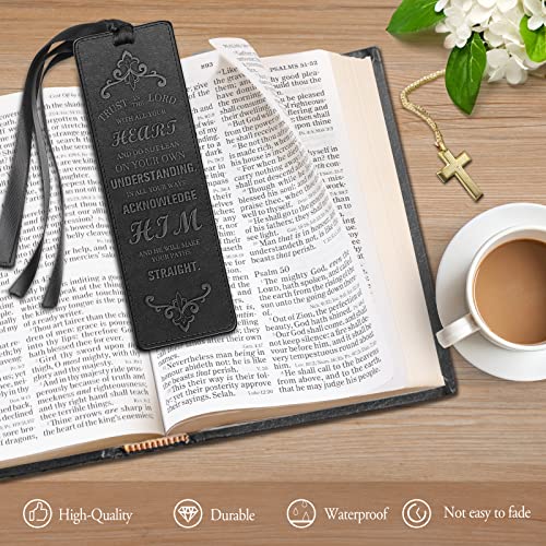 FINPAC Leather Bible Bookmarks, Bible Verse Book Markers - color: Black