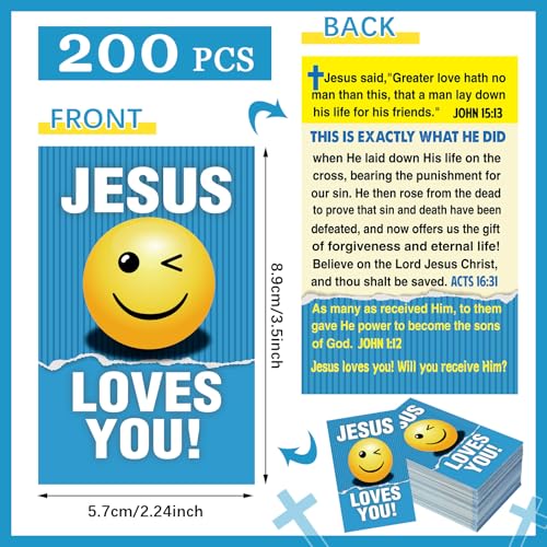 200 Pcs Gospel Tracts Salvation Cards KJV,Jesus Loves You - style: Jesus Loves You