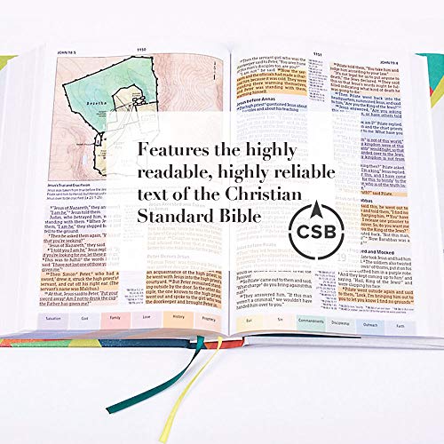 CSB Rainbow Study Bible, Black/Tan LeatherTouch, Indexed - color: Black/Tan Indexed