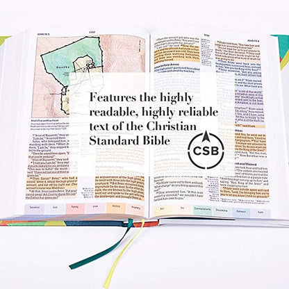 CSB Rainbow Study Bible, Black/Tan LeatherTouch, Indexed - color: Black/Tan Indexed