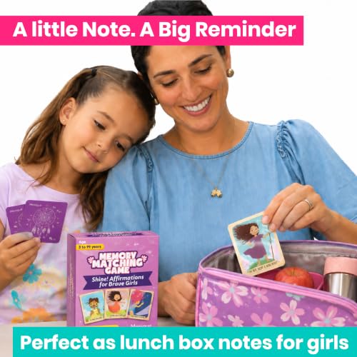 Menique Shine Memory Matching Game – 80 Cards (40 Pairs) with Positive Affirmations for Brave Girls – Motivational & Mindful Matching Game for Confidence and Self-Love - style: Affirmations
