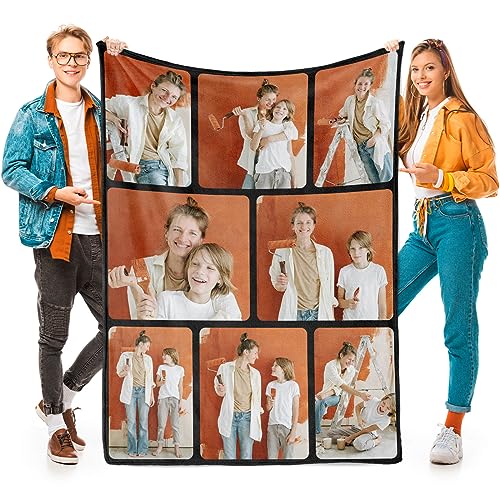 inkArts Custom Blankets with Photos for Family, Personalized Picture Blanket, Customized Blankets with Picture as Gifts for Chrimstas Birthday Mothers Day Fathers Day - color: 8 Photo-2