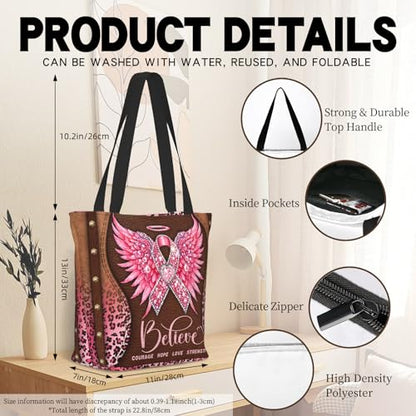 Bible Tote Bags For Women Religious Church Bag Christian Tote Bags Inspirational For Women Organizer Christian Gift - color: Breast Cancer 1
