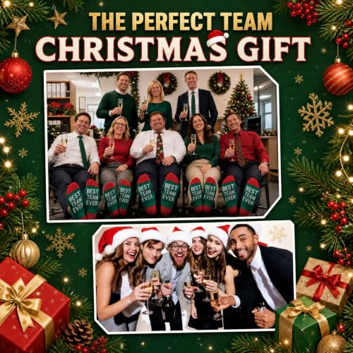 Glitopper 12 Pairs Best Team Ever Gift Socks Bulk - color: Red, Green, style: Team