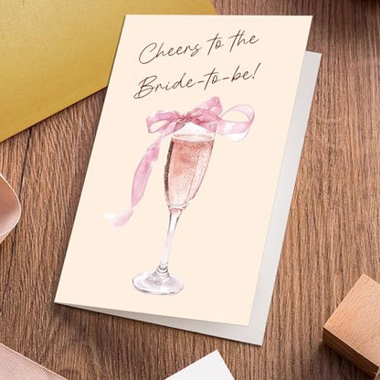 Bridal Shower Card for Bride To Be, Funny Engagement Card for Her, Wedding Congratulations Cards for Friend Family, Cheers To The Bride To Be - color: Bridal Shower Card
