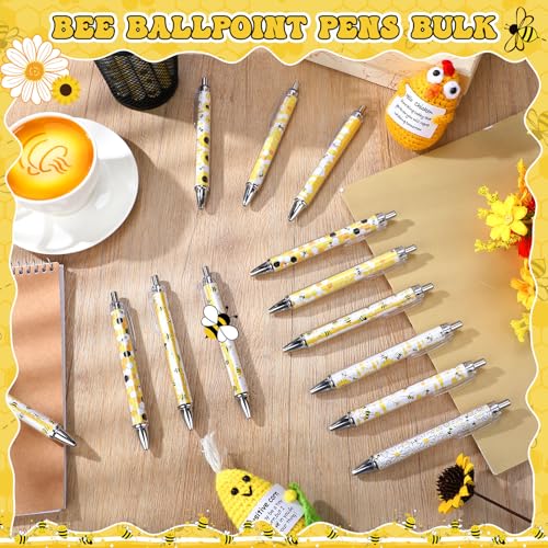 Sayglossy 36 Pcs Bee Pens Inspirational Gifts Ballpoint Pens Bulk Cute Appreciation Party Favors Thank You Gifts for Employee Students Teacher Coworker, Black Ink - style: Bee