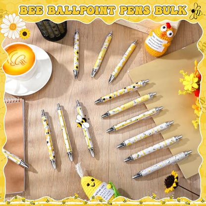 Sayglossy 36 Pcs Bee Pens Inspirational Gifts Ballpoint Pens Bulk Cute Appreciation Party Favors Thank You Gifts for Employee Students Teacher Coworker, Black Ink - style: Bee