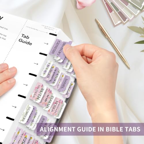 Taja Bible Tabs, 75 Large Print Index Tabs for Women & Men - color: T-lavender Bloom