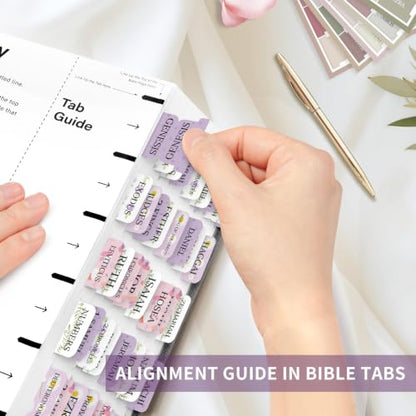 Taja Bible Tabs, 75 Large Print Index Tabs for Women & Men - color: T-lavender Bloom