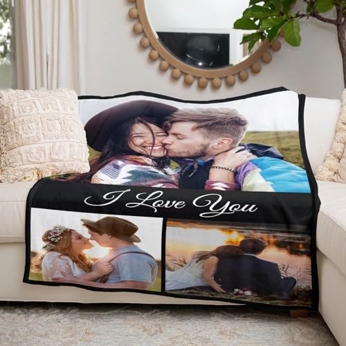 inkArts Custom Blankets with Photo, Personalized Blankets, Customized Photo Blanket, Custom Picture Blanket, Personalized Anniversary Couple Gifts for Women Men Her Him Girlfriend Boyfriend - color: 3 Photos-2
