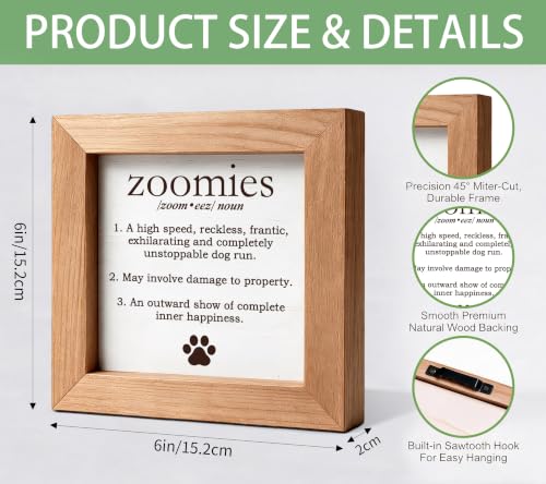 Zoomies Dog Definition Wooden Sign, Farmhouse Pet Wall Decor - color: zoomies47