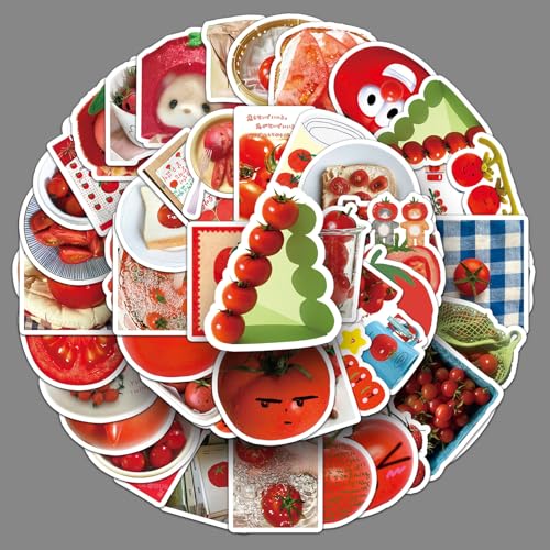 100PCS Tomato Sticker for Teens Girls Kids,Cartoon Vegetables Red Fruit Waterproof Decals for Refrigerator Luggage Phone Cases Water Bottles Computer Car Skateboard Guitar Notebook Laptop Journal - color: Tomato
