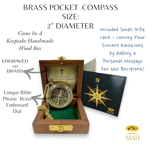 Handmade Religious Brass Compass Gift with Engraved & Embossed Faith Messages – Inspirational Christian Religious Gift Keepsake for Baptism, Confirmation, Christening, First Communion or Christmas - style: God is with You – Edition 2