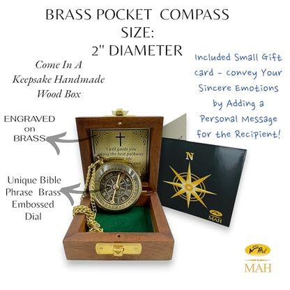 Handmade Religious Brass Compass Gift with Engraved & Embossed Faith Messages – Inspirational Christian Religious Gift Keepsake for Baptism, Confirmation, Christening, First Communion or Christmas - style: God is with You – Edition 2
