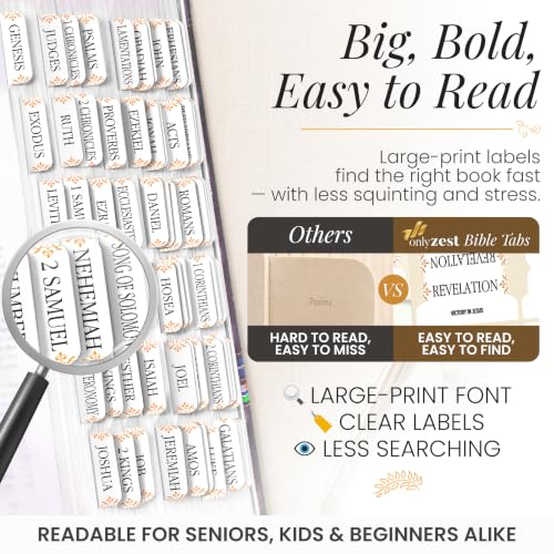 90 Christian Bible Tabs for Women, Men, and Kids - White - color: White