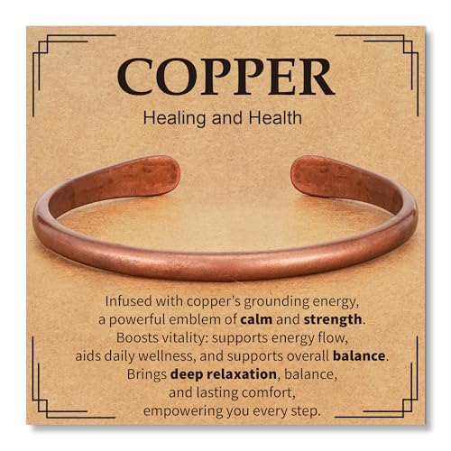 Pure Copper Bracelets for Women Men Waterproof Healing Cuff Bracelets for Men Adjustable Chunky Healing Copper Bangle Jewelry Gifts - color: copper-drop
