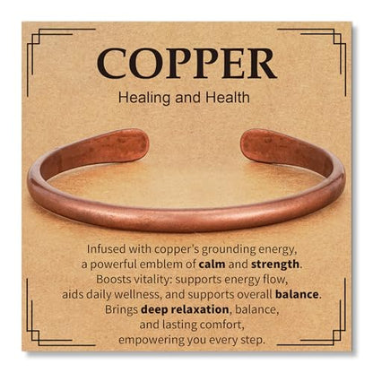 Pure Copper Bracelets for Women Men Waterproof Healing Cuff Bracelets for Men Adjustable Chunky Healing Copper Bangle Jewelry Gifts - color: copper-drop